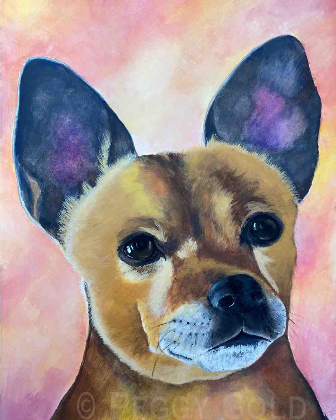 Cute realistic chihuahua pet dog portrait